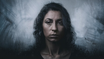 Double exposure dreamy portrait of beautiful woman, generative ai