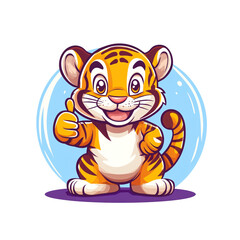 Adorable Cartoon Tiger Giving Thumbs Up