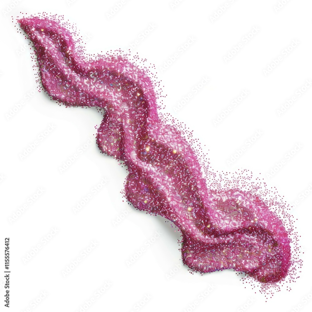 Poster pink glitter forming a wavy line, creating a glamorous and sparkling visual effect