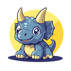 Fototapeta premium Adorable Baby Triceratops Cartoon Illustration