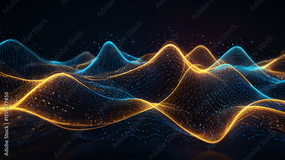 Poster abstract energy flow background pulsating waves of light for dynamic modern design inspirations and 