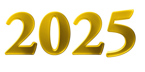 2025 Number angle is front, texture is shimmering translucent, color is gold, edges are rounded	