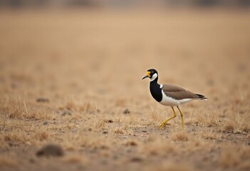 Red-wattled Lapwing in Dry Grassland
