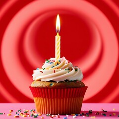 birthday cupcake with candle