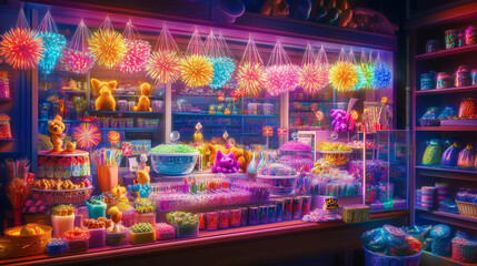 Petshop. A petshop consists of sparks and fire. Festive bright fireworks. Decorative element for celebrations and holidays. Vector illustration.