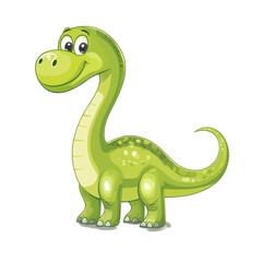 Adorable Green Dinosaur Cartoon Illustration