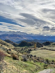 Naklejka premium landscape with mountains and sky