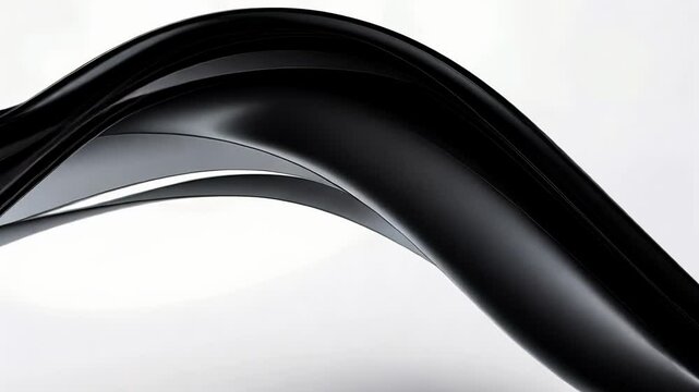 Abstract black wave shape on white background, minimalist art. Modern design and elegance concept