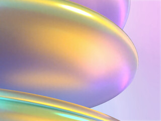 幻想的な光に包まれたクリスタルレンズ群の3Dイラスト