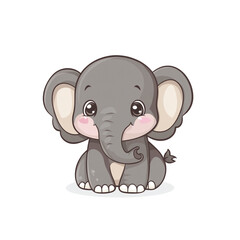 Fototapeta premium Adorable Baby Elephant Illustration