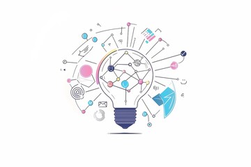 Innovative Light Bulb with Creative Ideas and Technology Connections