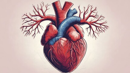 human cardiovascular system, showing the heart with arteries concept.