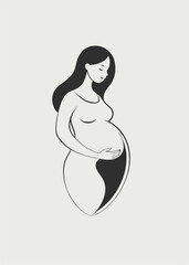 Minimalist pregnant women logo on white background