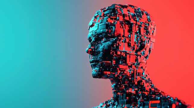 Abstract human bust composed of cubes showing business mindset