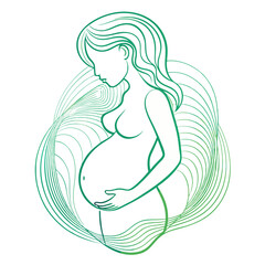 Minimalist pregnant women logo on white background