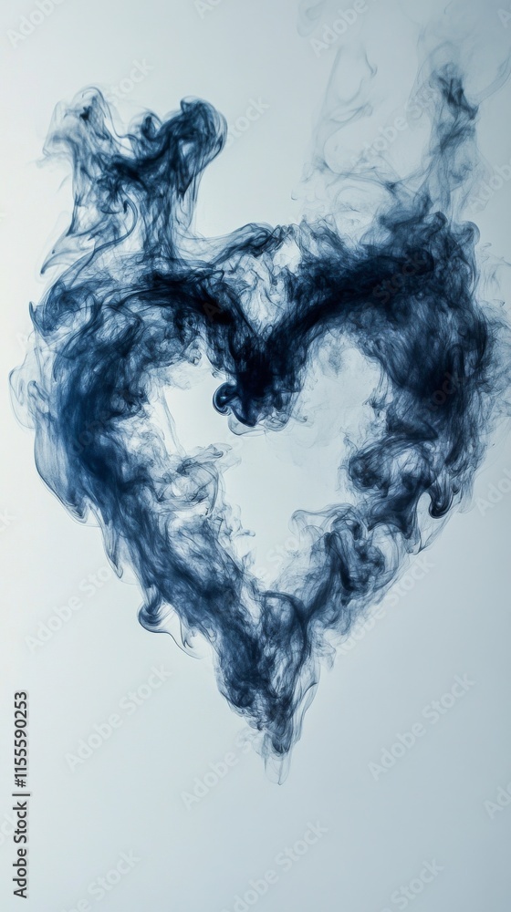 Aufkleber smoke forms a heart shape on a light background in an artistic display