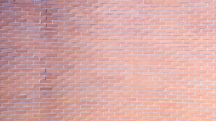 Red brick wall curve. Abstract wall background with horizontal and concave stripes. Product presentation background architecture backdrop. Selective focus