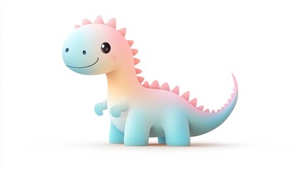 Fototapeta premium Cute Cartoon Dinosaur Character Toy in Pastel Colors