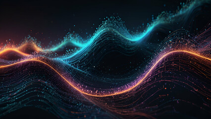 Abstract Background with Flowing Rainbow Colored Waves on a Transparent Canvas Creating a Vibrant Fluid Design