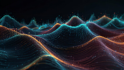 Abstract Background with Flowing Rainbow Colored Waves on a Transparent Canvas Creating a Vibrant Fluid Design