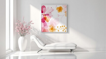 Modern Floral Art in a Chic Living Room