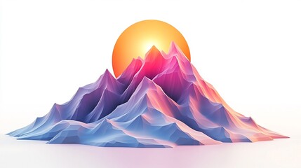 Majestic Polygonal Mountains Bathed in Vibrant Sunset Glow