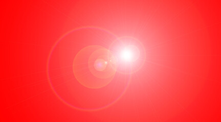 sunlight special lens flare light effect with red background. Sun flash with rays and spotlight. bright light source emitting radiant beams across a dark background. The light rays extend outward 
