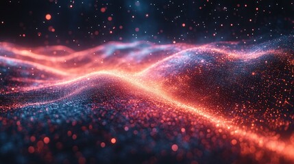 Fototapeta premium Abstract Red and Blue Particle Wave Abstract Background