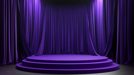 purple podium with product display empty stage display stand studio background 3d render.