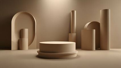 Elegant Set of Round Podiums with Smooth Circular Tops Perfect for Displaying or Presenting Objects