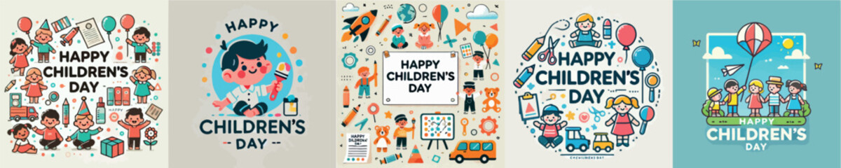 Vector image with the theme of Happy Childrens Day