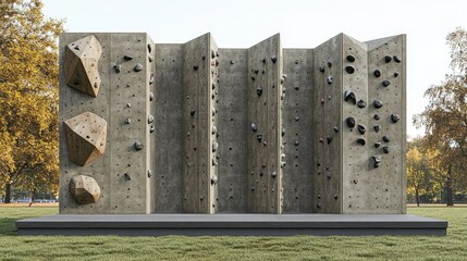 A modular climbing wall designed for training, with adjustable grips and features.
