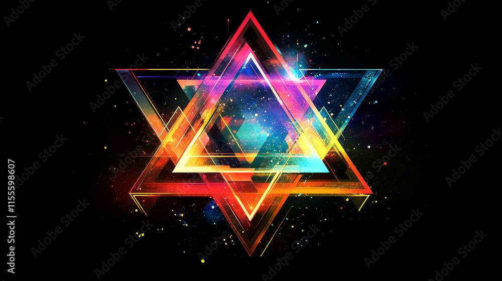 Poster hologram puzzle icon. a symbol of teamwork. a puzzle of polygons, triangles of dots and lines. the p
