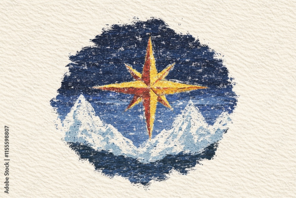 Poster a geometric illustration of a globe with a compass overlay, representing historical exploration in c