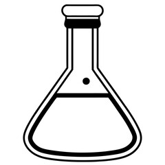 Chemistry Flask Line Art Vector Illustration