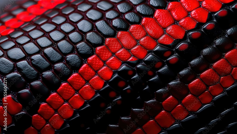 Poster intricate patterns of red and black snake scales