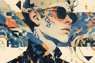 Vibrant illustration of a futuristic tech enthusiast