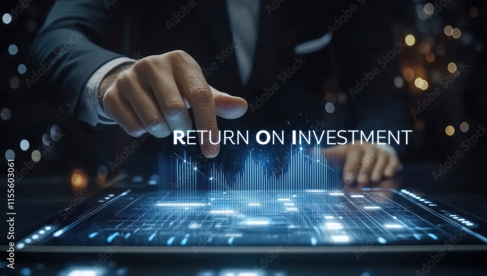 Aufkleber investing in technology analyzing return on investment in business strategy office digital content d