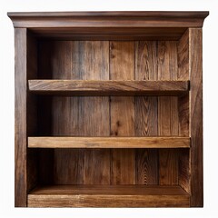 wooden shelves on white