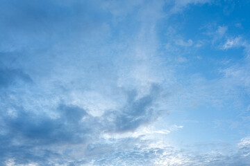 Serene Blue Sky with Fluffy Clouds Nature Background