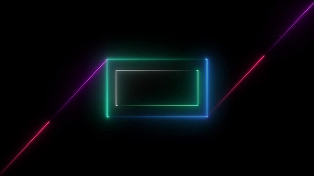 Glowing neon rectangle abstract technology background. Seamless looping animation beautiful technology background rectangle 4k video.