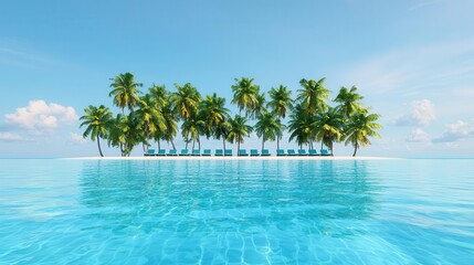 Obraz premium Solar panels on a tropical island, sustainable energy in paradise, reducing island carbon footprint