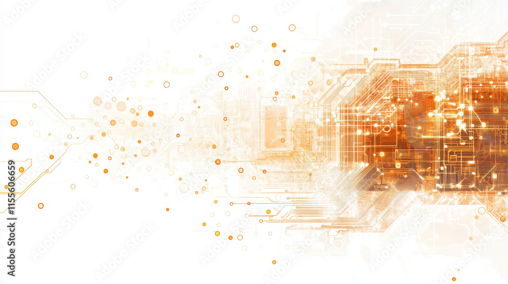 Poster circuit board in the form of an idea. a microchip light background. high- tech vector illustration o