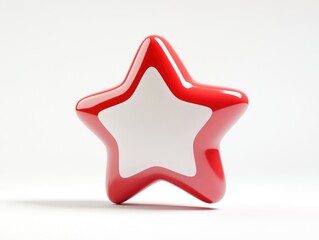 Red and white glossy star shape.