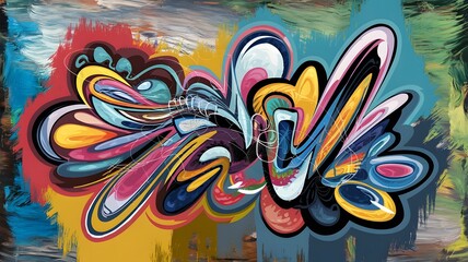 Dynamic Modern Abstract Painting with Vibrant Colors and Shapes