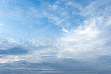 Serene Blue Sky with Scattered Clouds Background Image