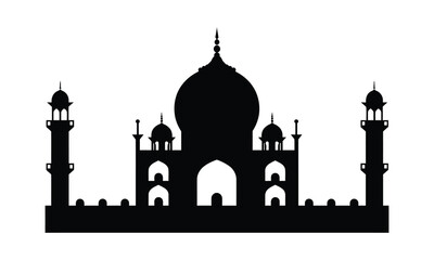 Mosque icon, silhouette, outline, vector, illustration, isolated on a white background