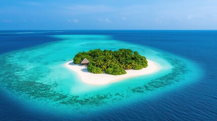 Solar panels on a tropical island, sustainable energy in paradise, reducing island carbon footprint