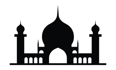 Mosque icon, silhouette, outline, vector, illustration, isolated on a white background