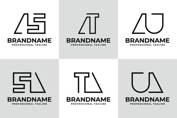 Letters AS SA AT TA AU UA Monogram Logo